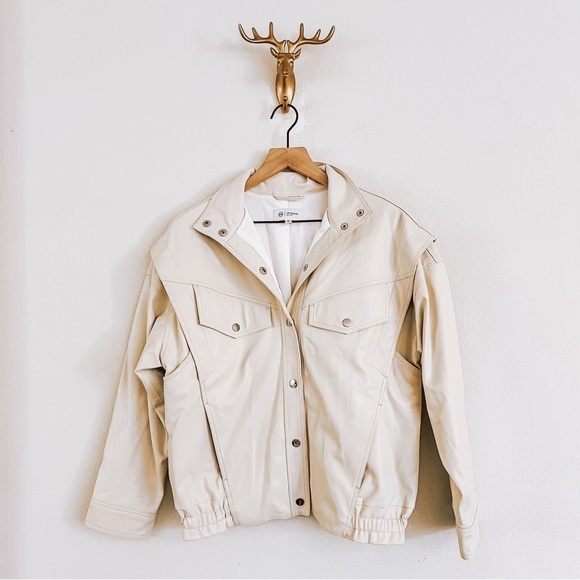 Ag Adriano Goldschmied Jackets & Blazers - AG Adriano Goldschmied Women's Cream Button Up Bomber Jacket Size Small